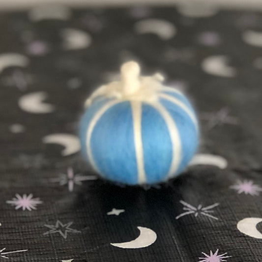Blue & White Pumpkin, Needle Felt