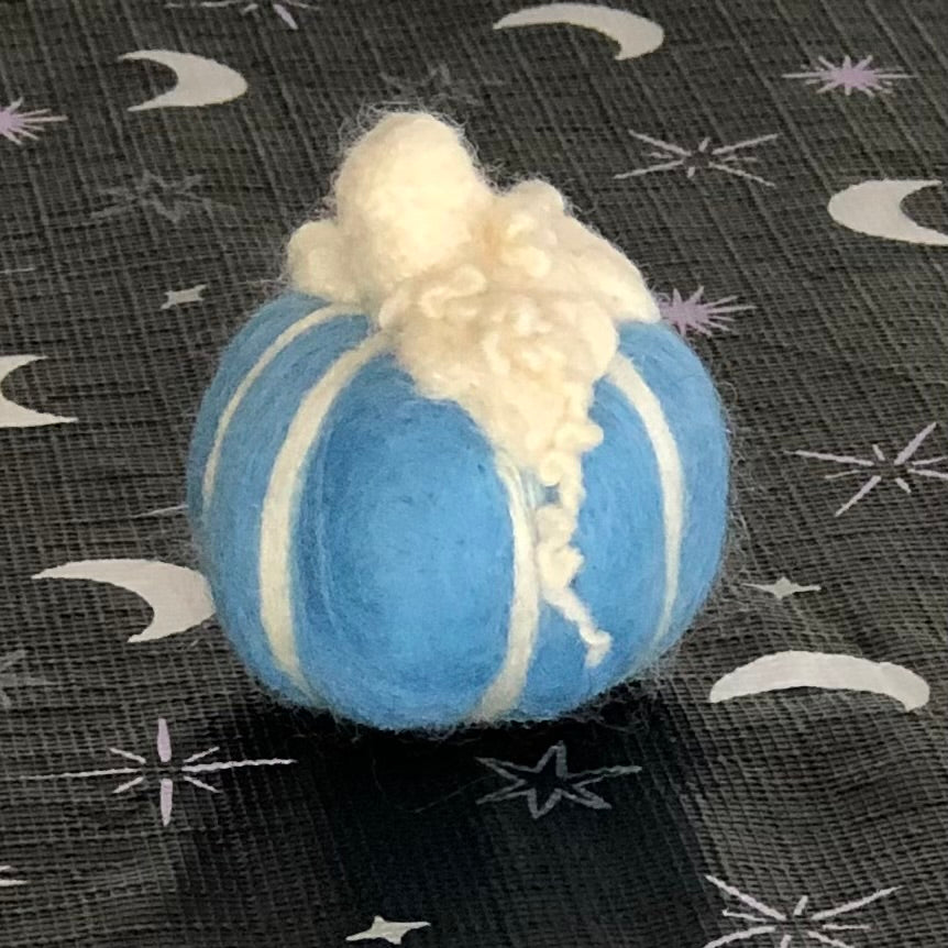 Blue & White Pumpkin, Needle Felt